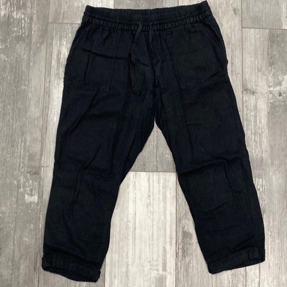 OLD NAVY Black Linen Cropped Pants with Front & Back Pockets, Size XS/TP
